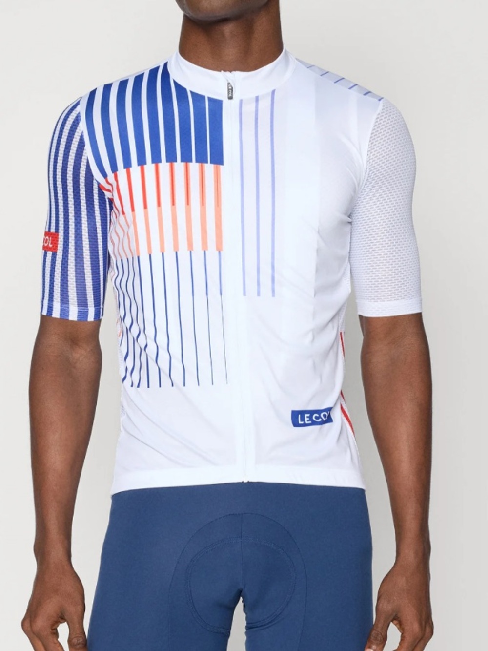 Le Col Men's White Blue Stripe Cycling Jersey
